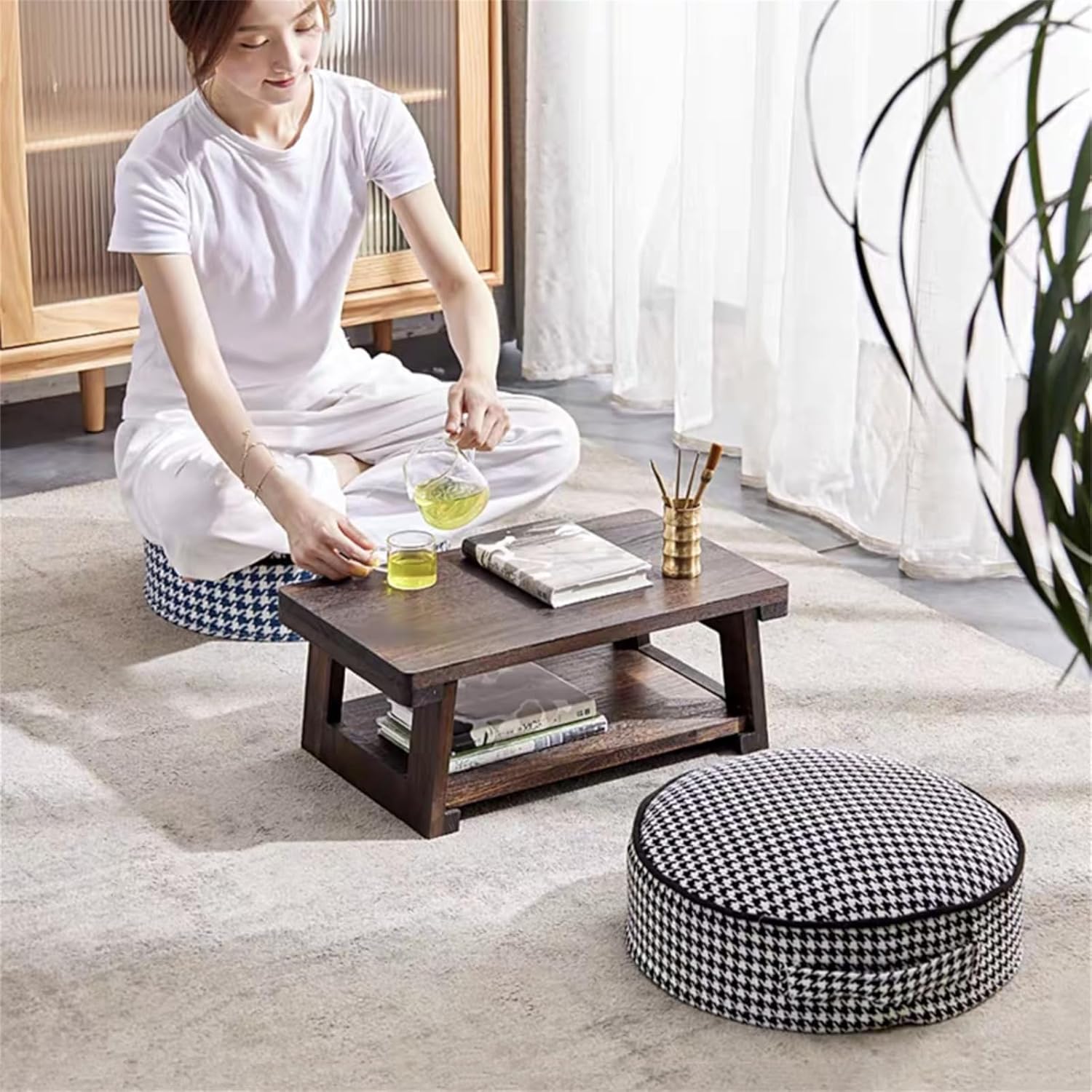 唐木 猫脚 木製 透かし彫 花台 香炉台 高卓 茶、華道具、座卓